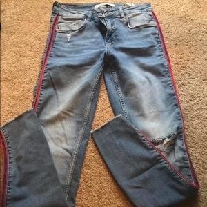 Jeans with red stripe
